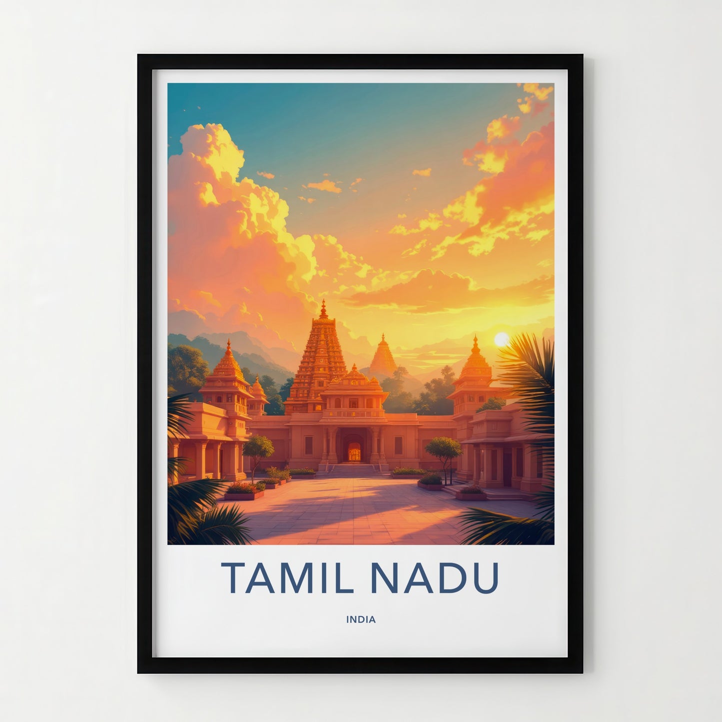 Tamil Nadu Poster - India Travel Art - Tamil Nadu Sacred Temple Glow Home Decor