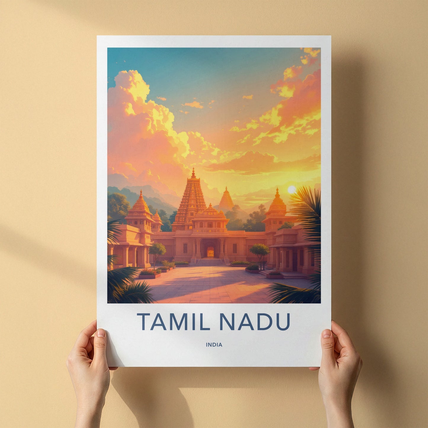 Tamil Nadu Poster - India Travel Art - Tamil Nadu Sacred Temple Glow Home Decor