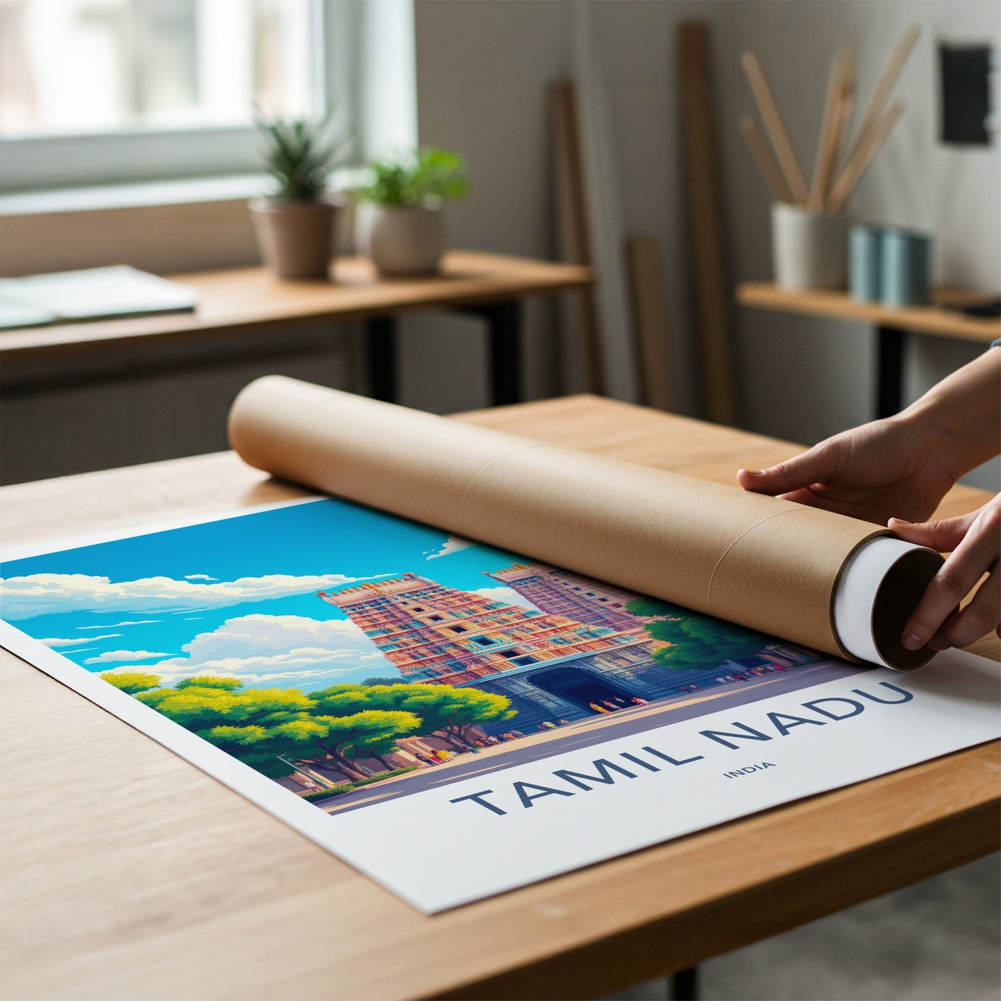 Tamil Nadu Poster - India Travel Print - Tamil Nadu Temple Gopuram Gallery Art