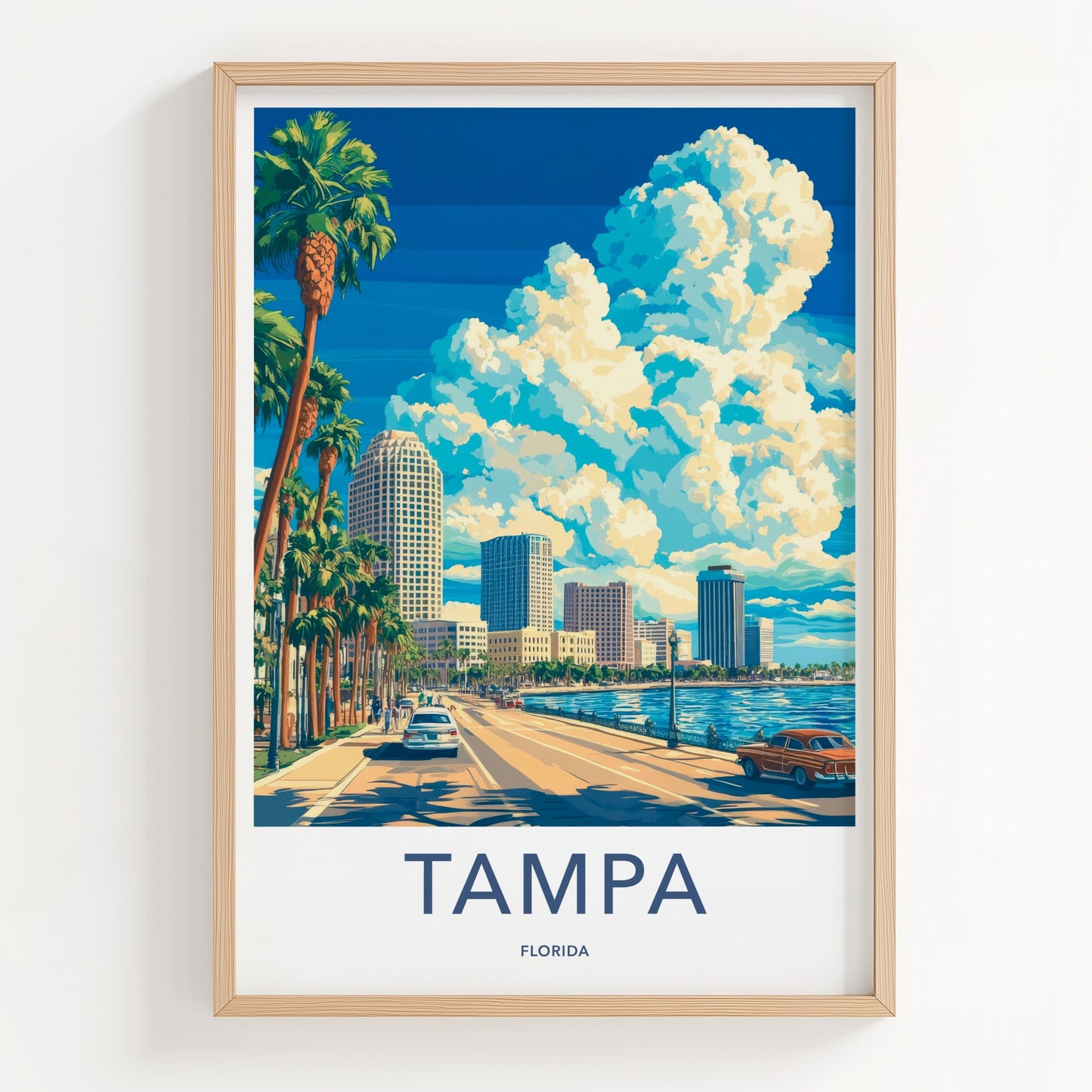 Tampa Poster - Florida Travel Art - Vibrant City Clouds Home Decor