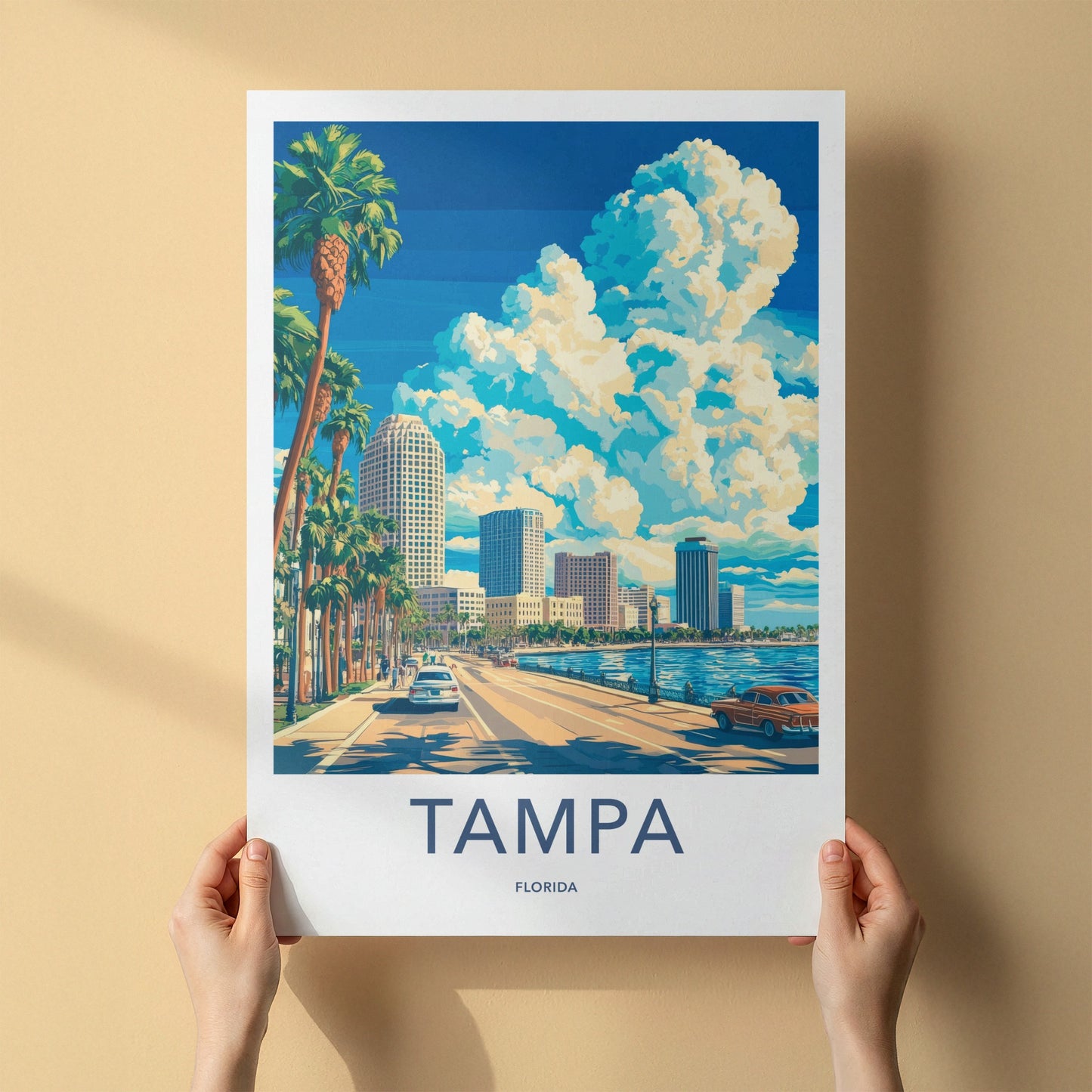 Tampa Poster - Florida Travel Art - Vibrant City Clouds Home Decor