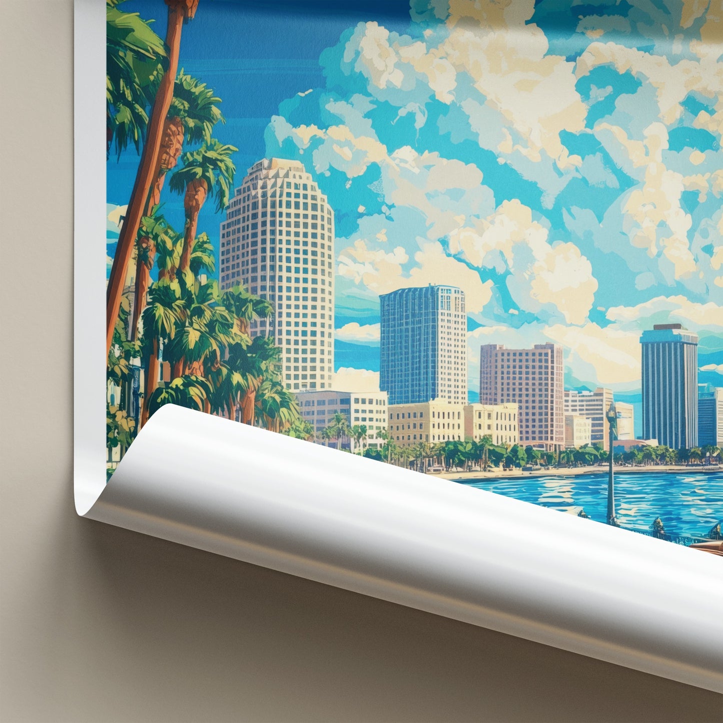 Tampa Poster - Florida Travel Art - Vibrant City Clouds Home Decor