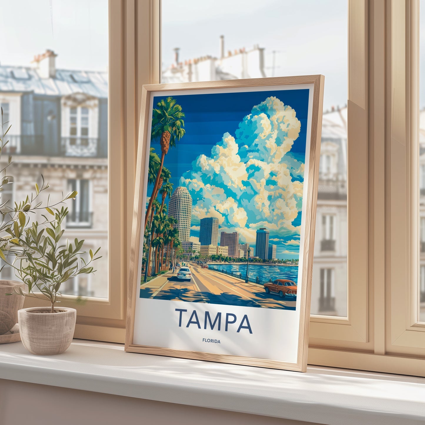 Tampa Poster - Florida Travel Art - Vibrant City Clouds Home Decor