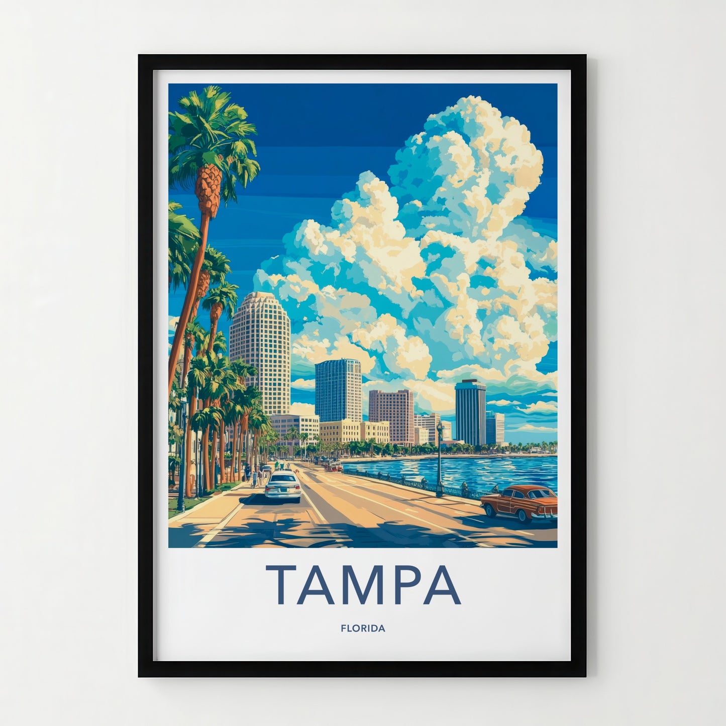 Tampa Poster - Florida Travel Art - Vibrant City Clouds Home Decor