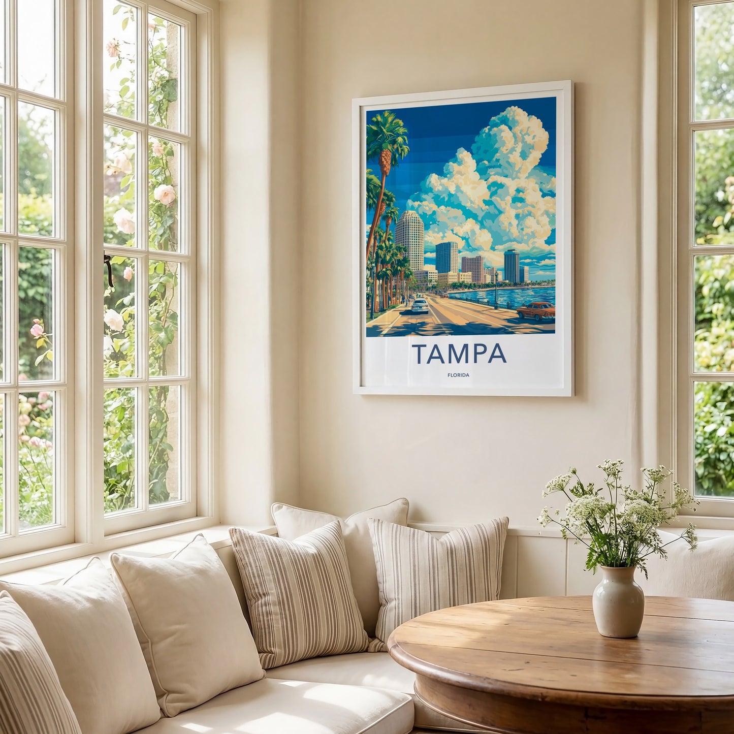 Tampa Poster - Florida Travel Art - Vibrant City Clouds Home Decor