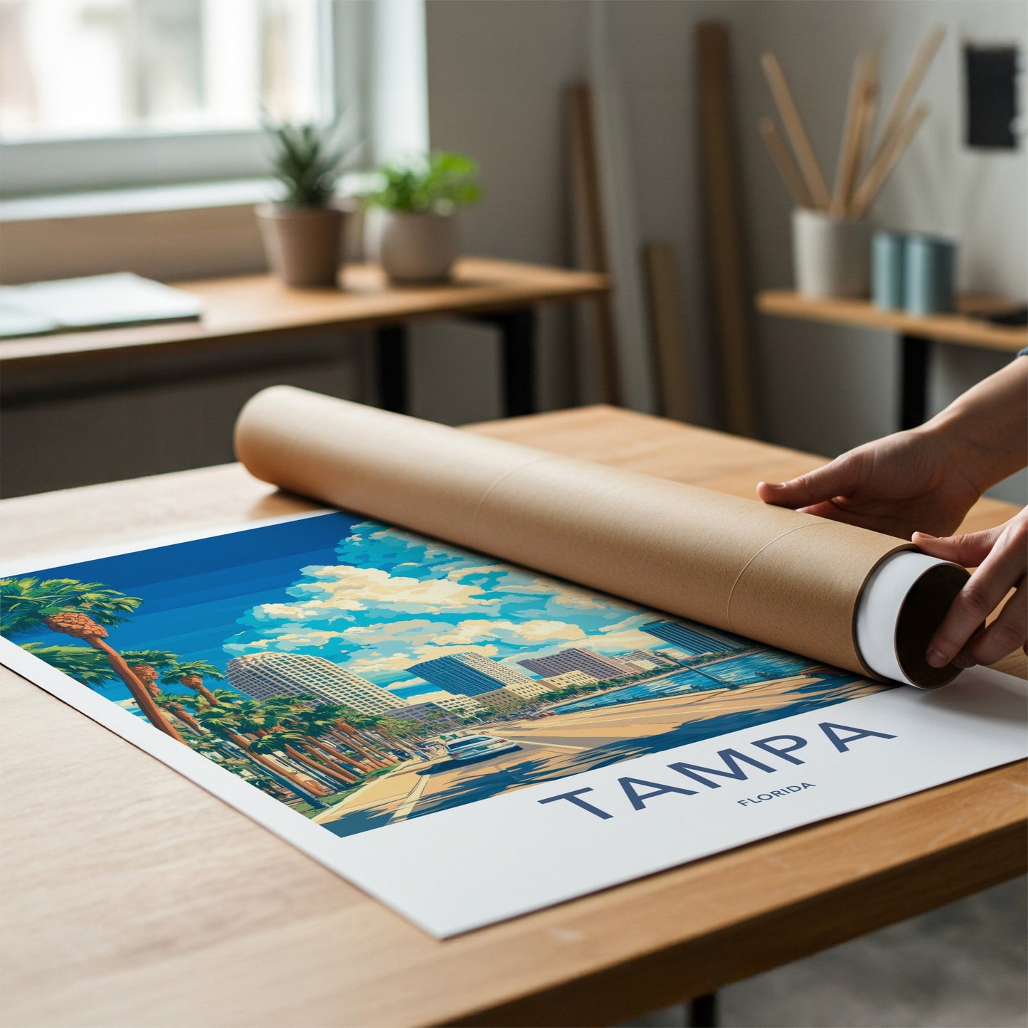 Tampa Poster - Florida Travel Art - Vibrant City Clouds Home Decor