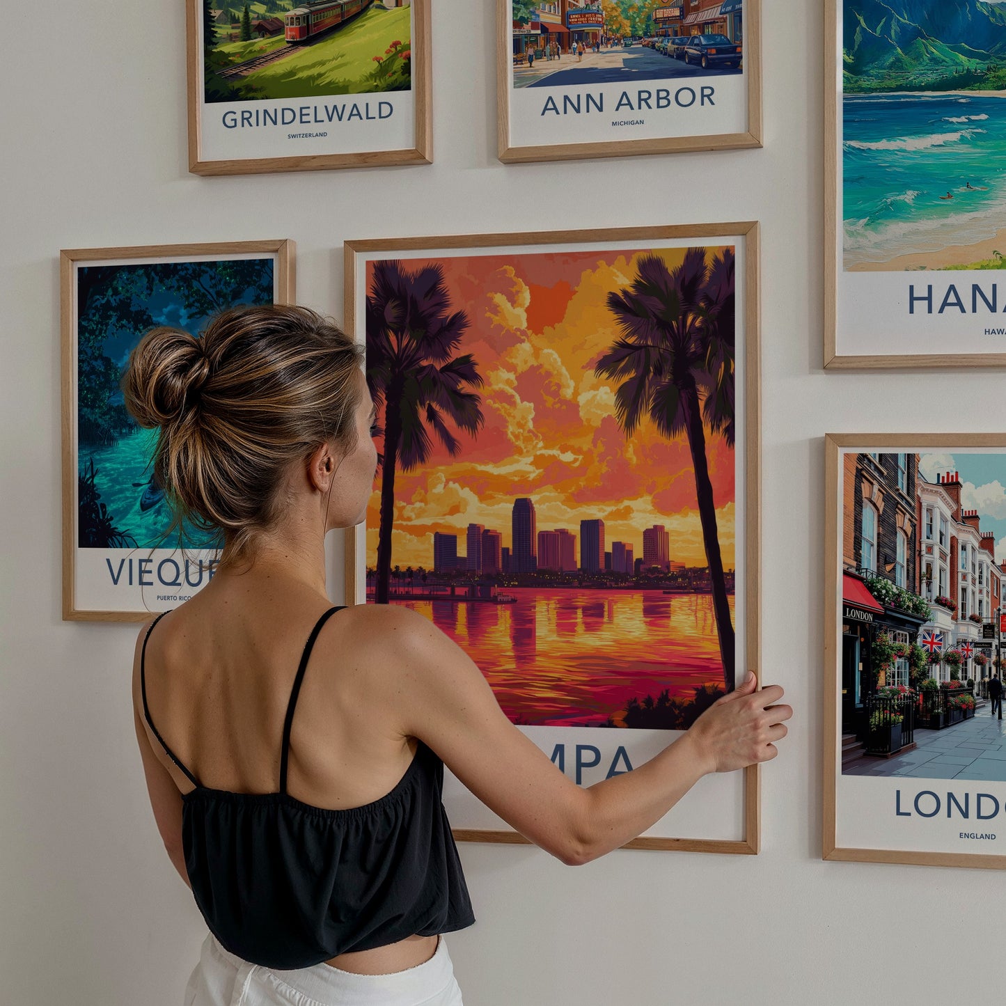 Tampa Poster - Florida Travel Art - Vibrant City Sunset Home Decor