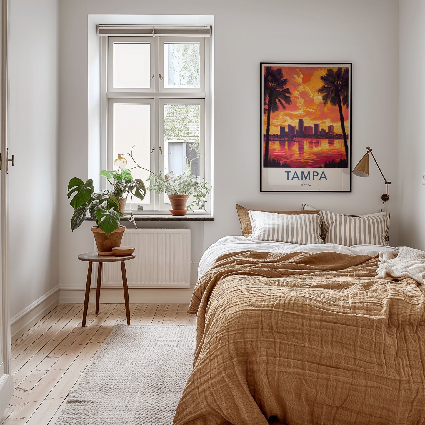 Tampa Poster - Florida Travel Art - Vibrant City Sunset Home Decor