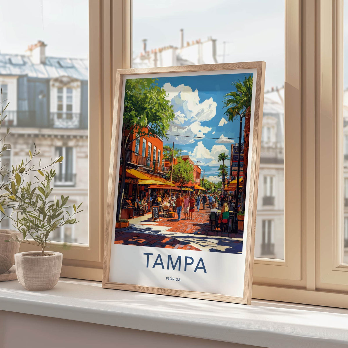 Tampa Poster - Florida Wall Art - Lively City Street Home Decor