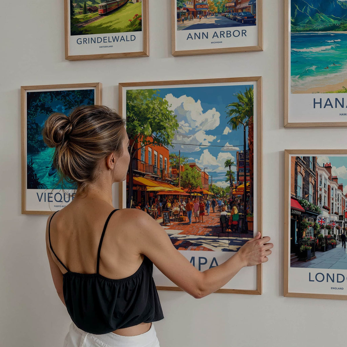 Tampa Poster - Florida Wall Art - Lively City Street Home Decor
