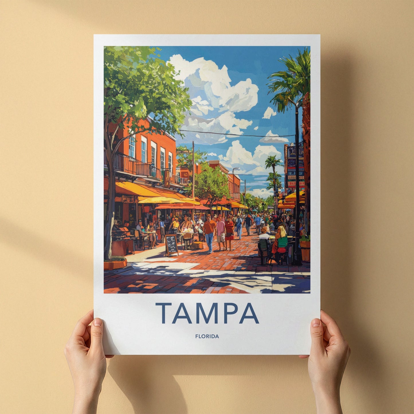 Tampa Poster - Florida Wall Art - Lively City Street Home Decor