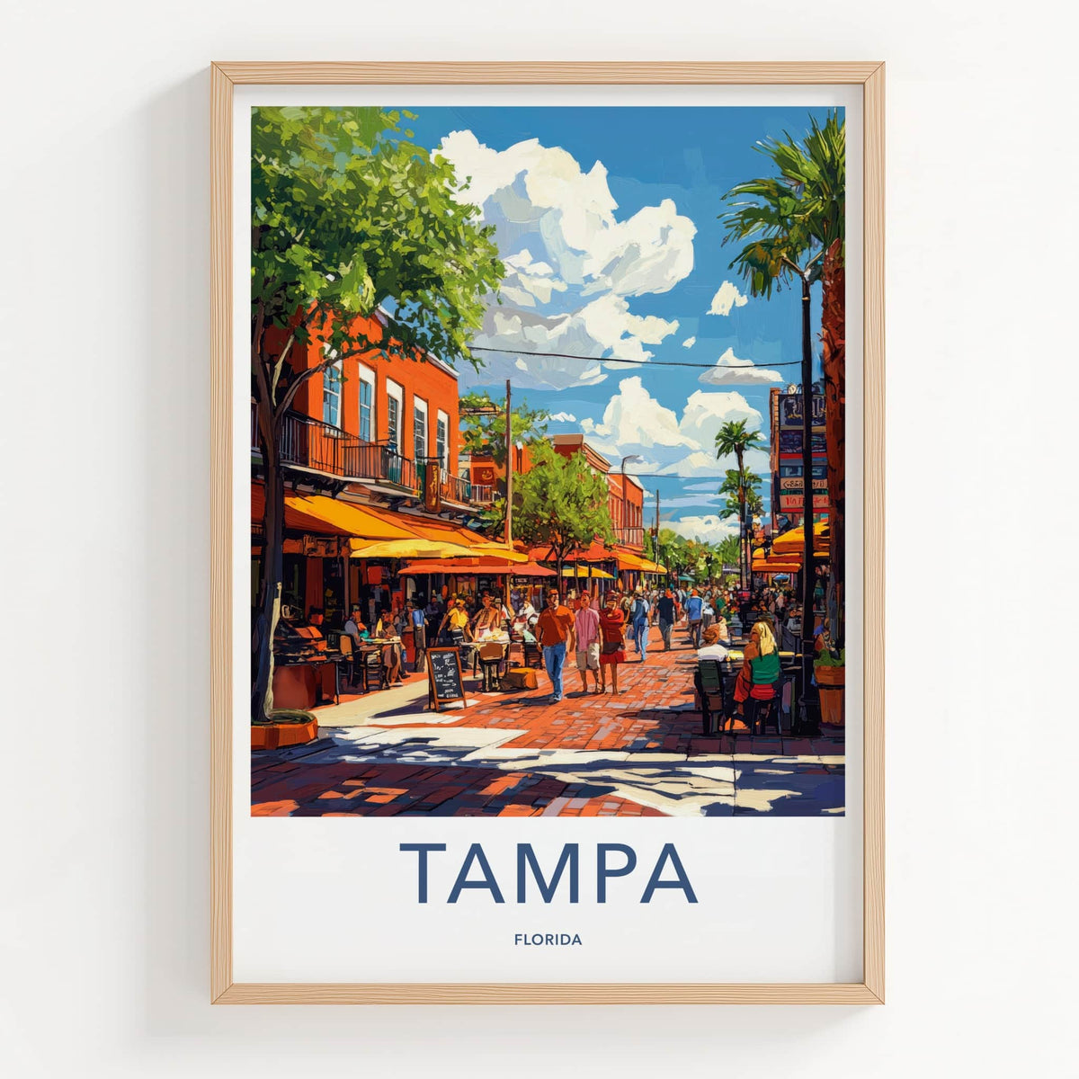 Tampa Poster - Florida Wall Art - Lively City Street Home Decor