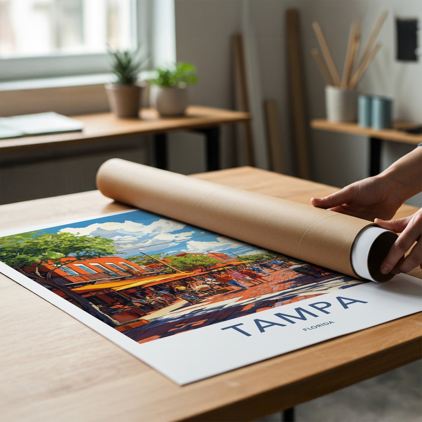 Tampa Poster - Florida Wall Art - Lively City Street Home Decor
