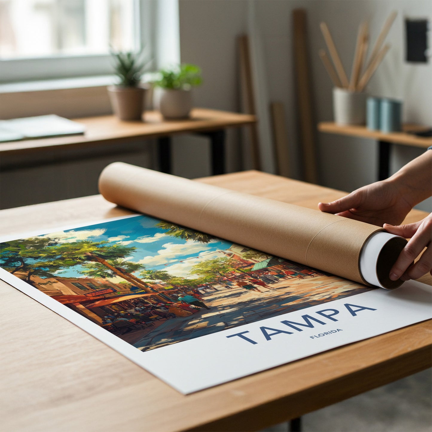 Tampa Poster - Florida Wall Art - Vibrant City Street Home Decor
