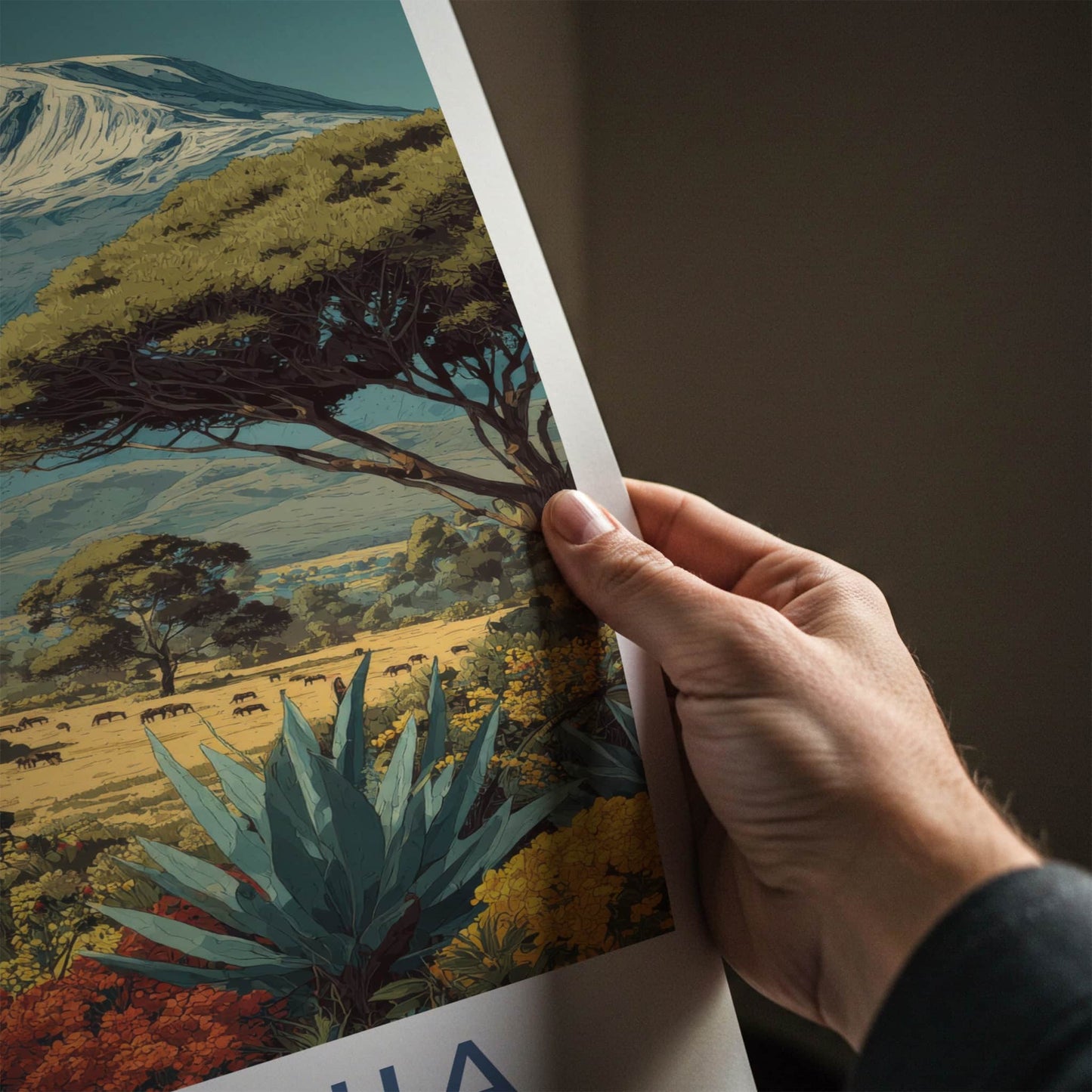 Tanzania Poster - Tanzania Travel Art - Snowy Mountain Safari Gallery Art