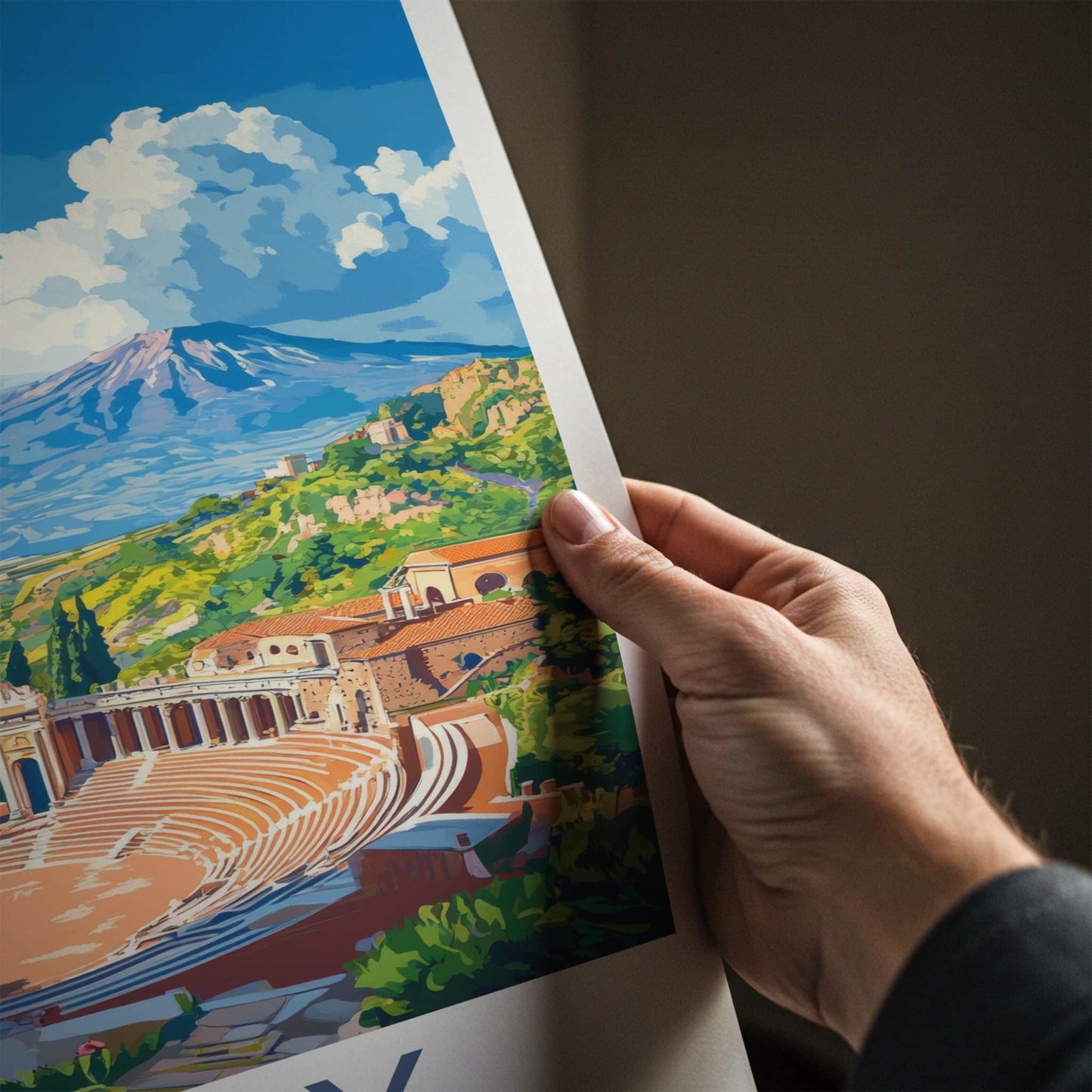 Taormina Poster - Italy Travel Art - Ancient Theater Etna Home Decor