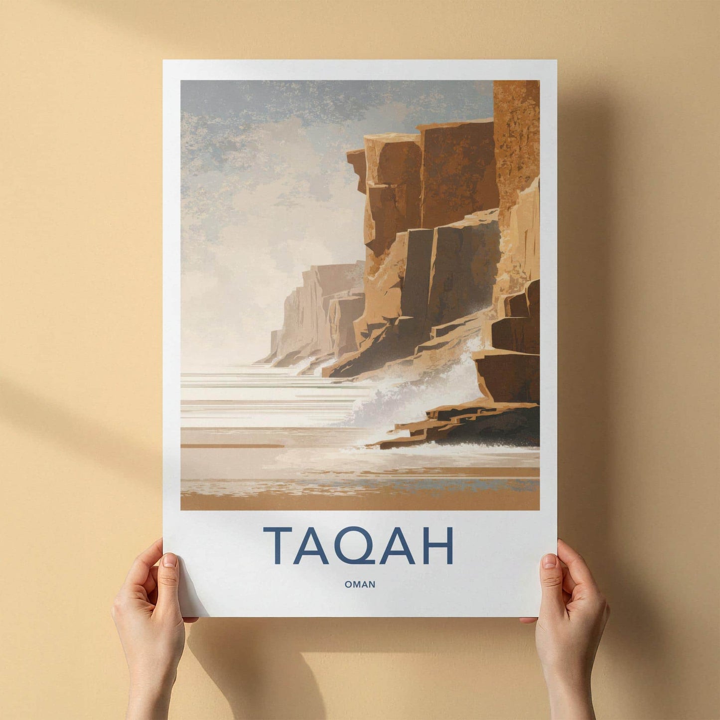 Taqah Poster - Oman Travel Art - Coastal Cliffs Ocean Wall Decor