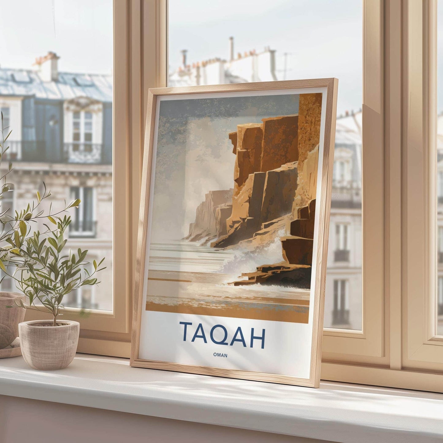 Taqah Poster - Oman Travel Art - Coastal Cliffs Ocean Wall Decor