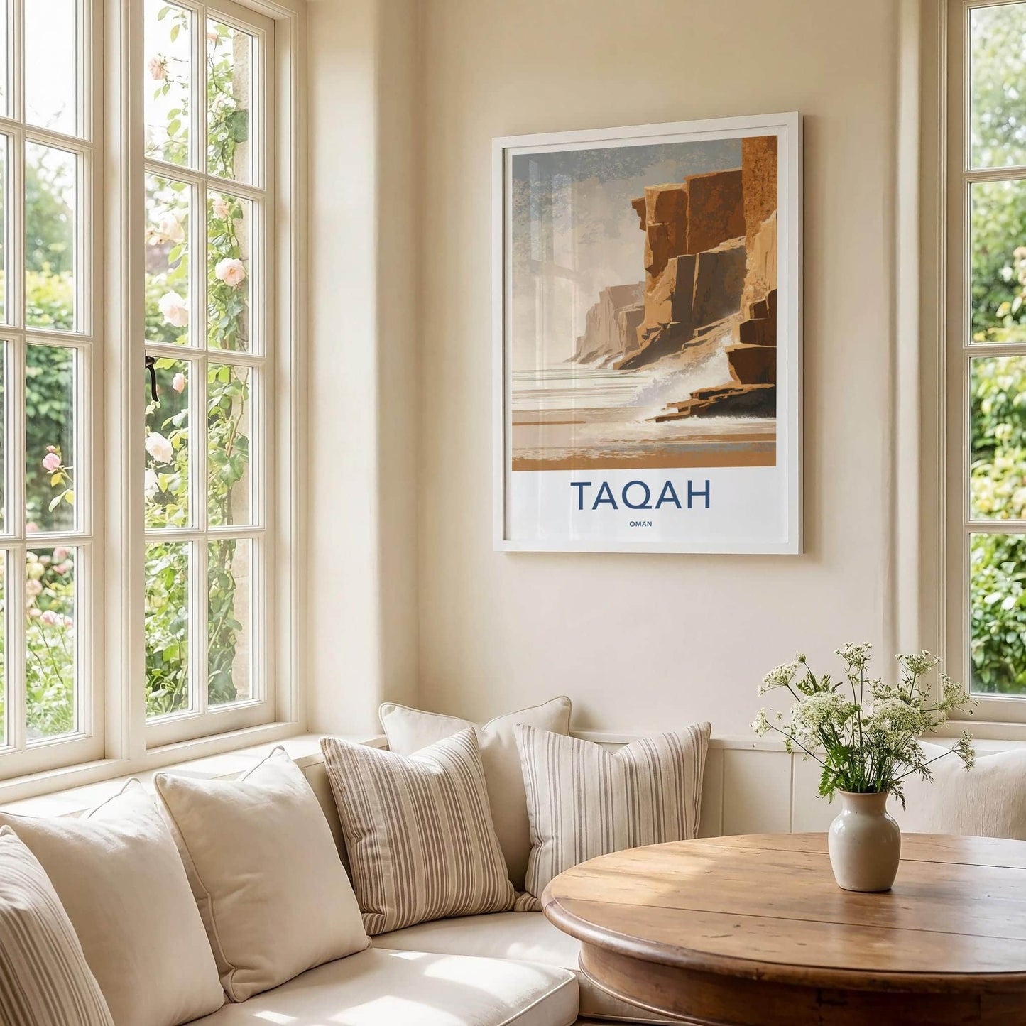 Taqah Poster - Oman Travel Art - Coastal Cliffs Ocean Wall Decor