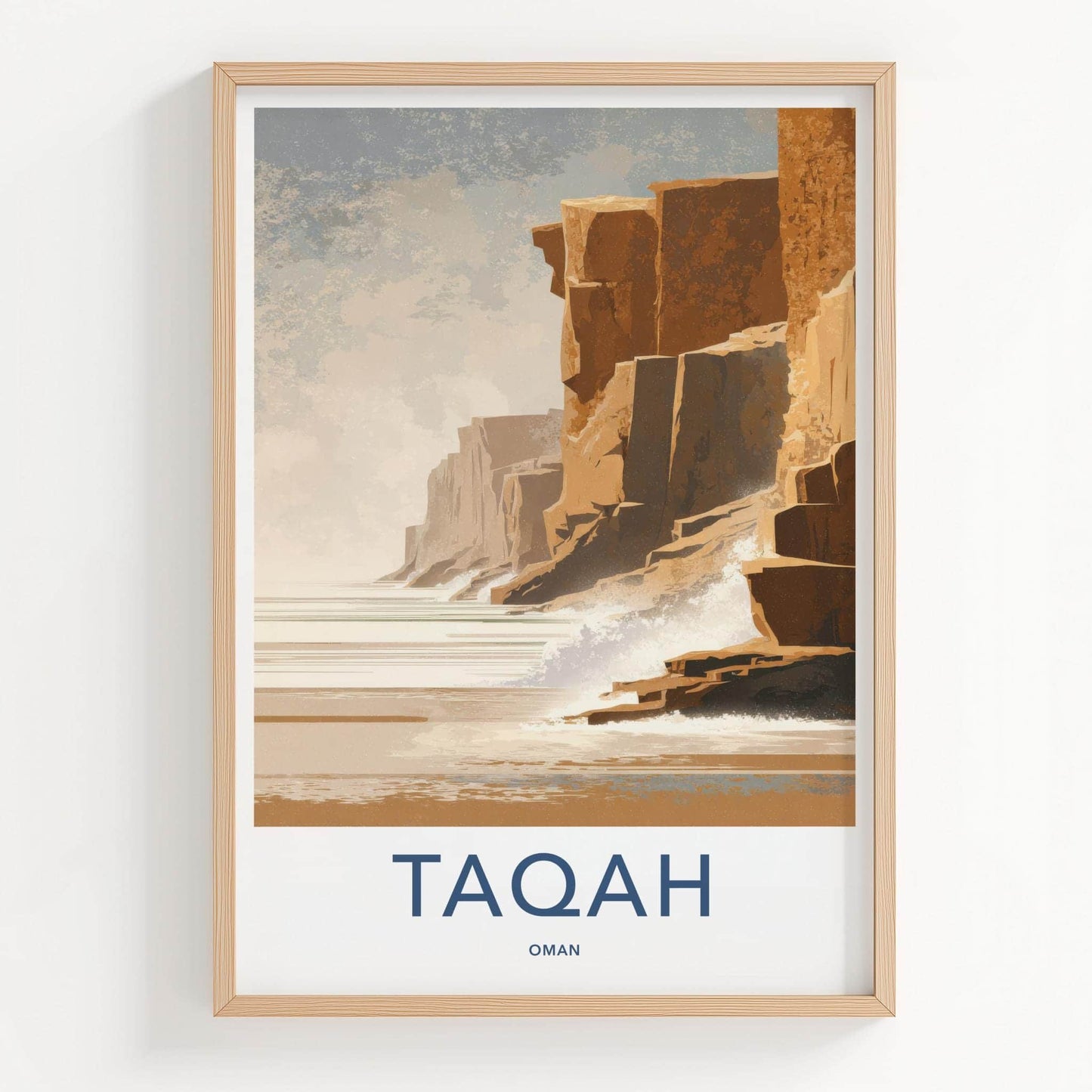 Taqah Poster - Oman Travel Art - Coastal Cliffs Ocean Wall Decor