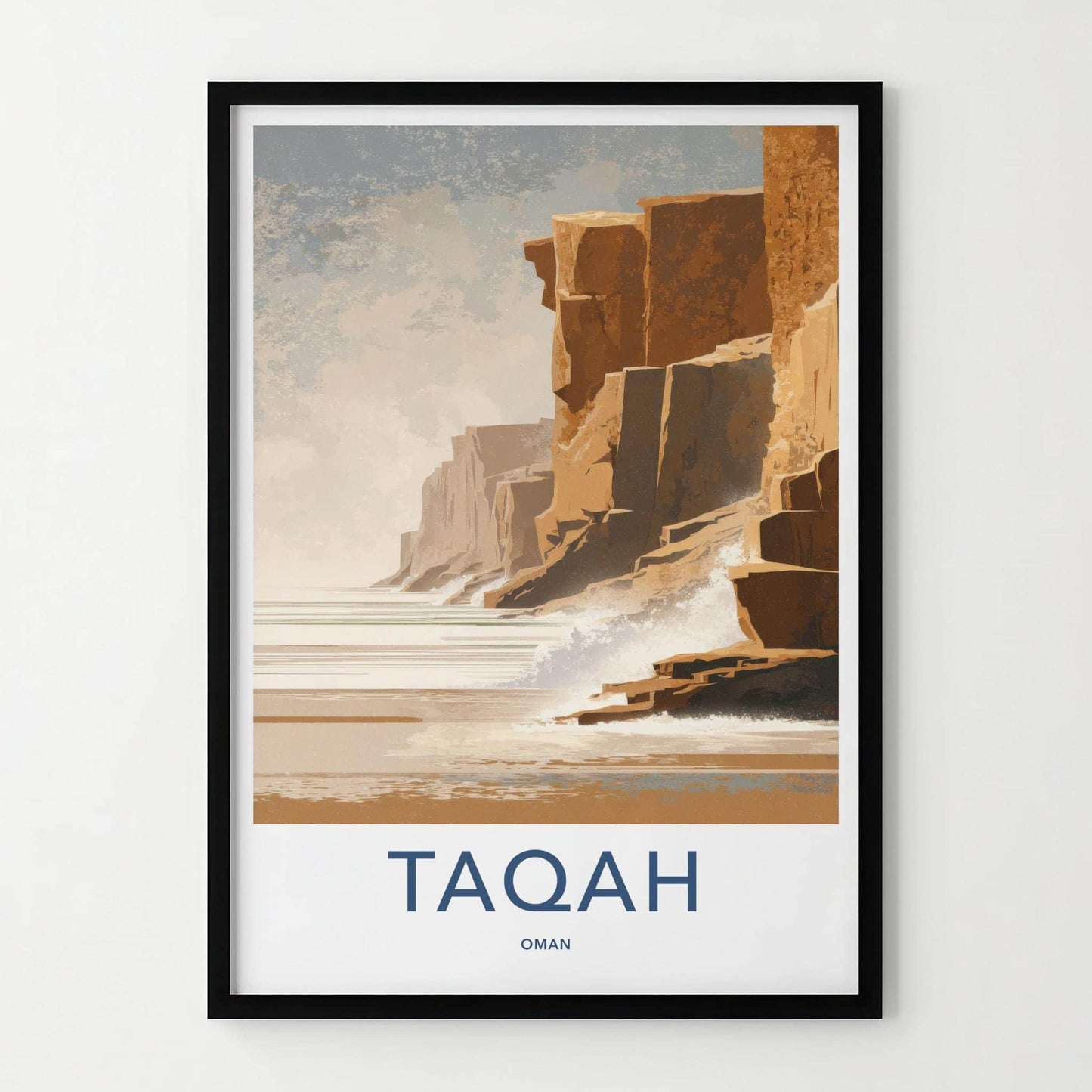 Taqah Poster - Oman Travel Art - Coastal Cliffs Ocean Wall Decor