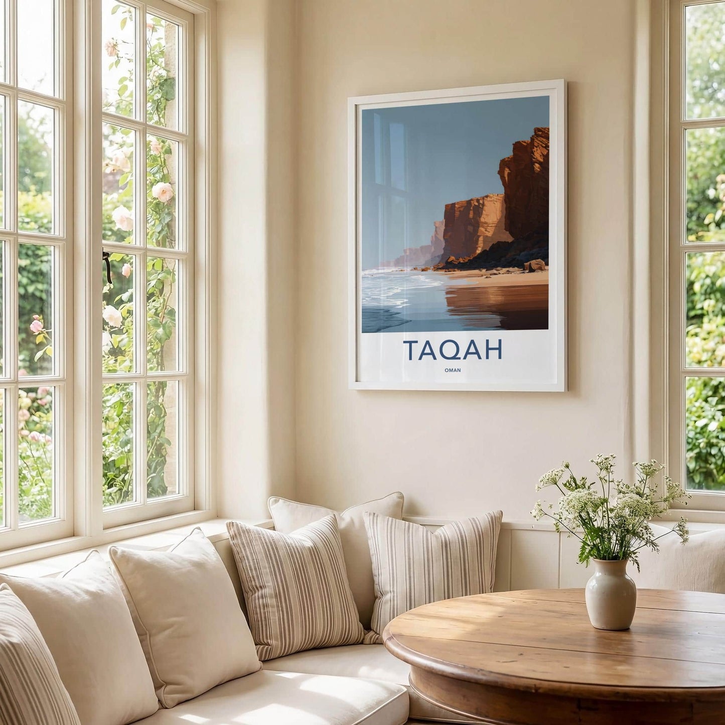 Taqah Poster - Oman Travel Art - Coastal Cliffs Shore Home Decor