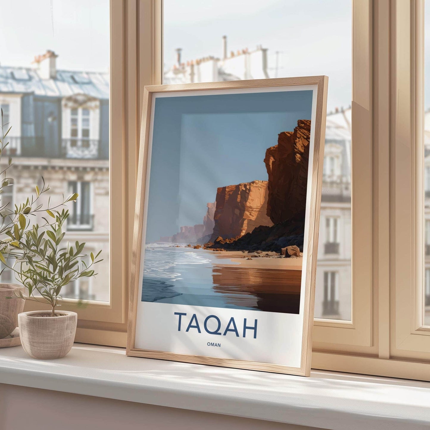 Taqah Poster - Oman Travel Art - Coastal Cliffs Shore Home Decor