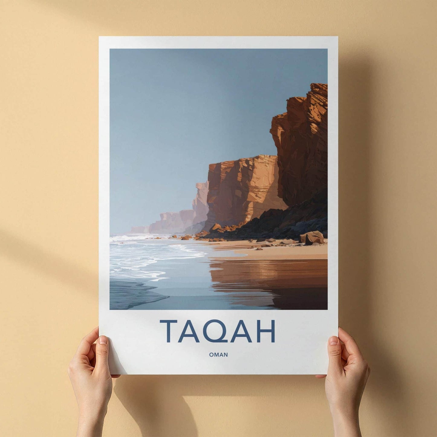 Taqah Poster - Oman Travel Art - Coastal Cliffs Shore Home Decor