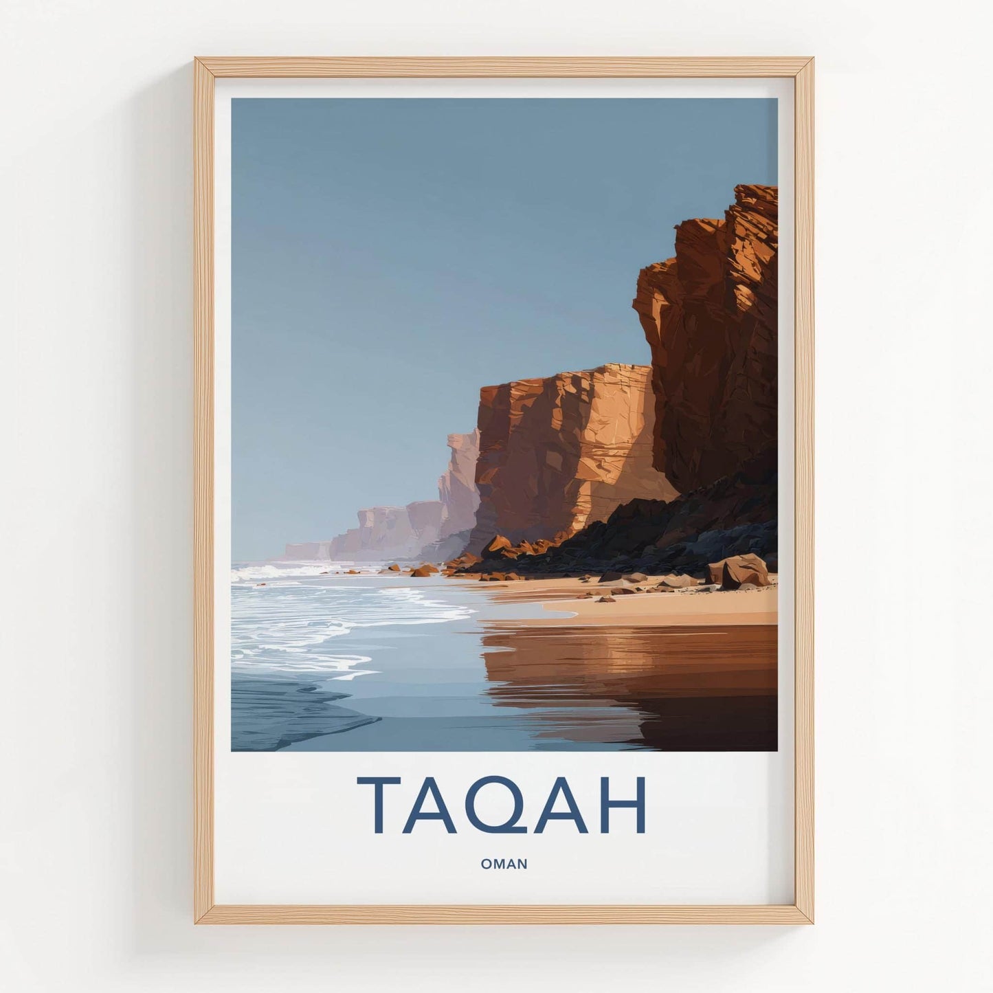 Taqah Poster - Oman Travel Art - Coastal Cliffs Shore Home Decor