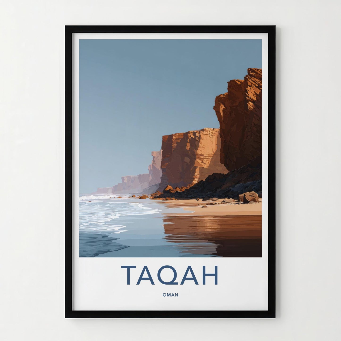Taqah Poster - Oman Travel Art - Coastal Cliffs Shore Home Decor