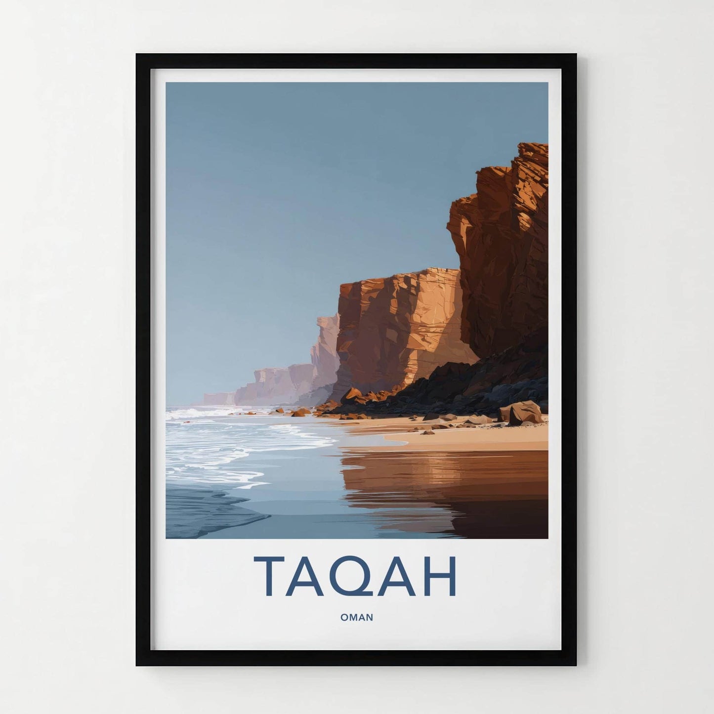 Taqah Poster - Oman Travel Art - Coastal Cliffs Shore Home Decor