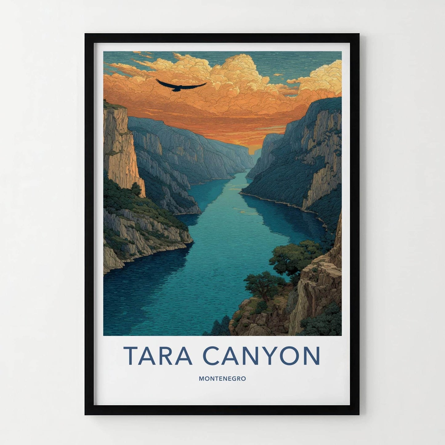 Tara Canyon Poster - Montenegro Travel Art - Eagle Canyon Sunset Home Decor