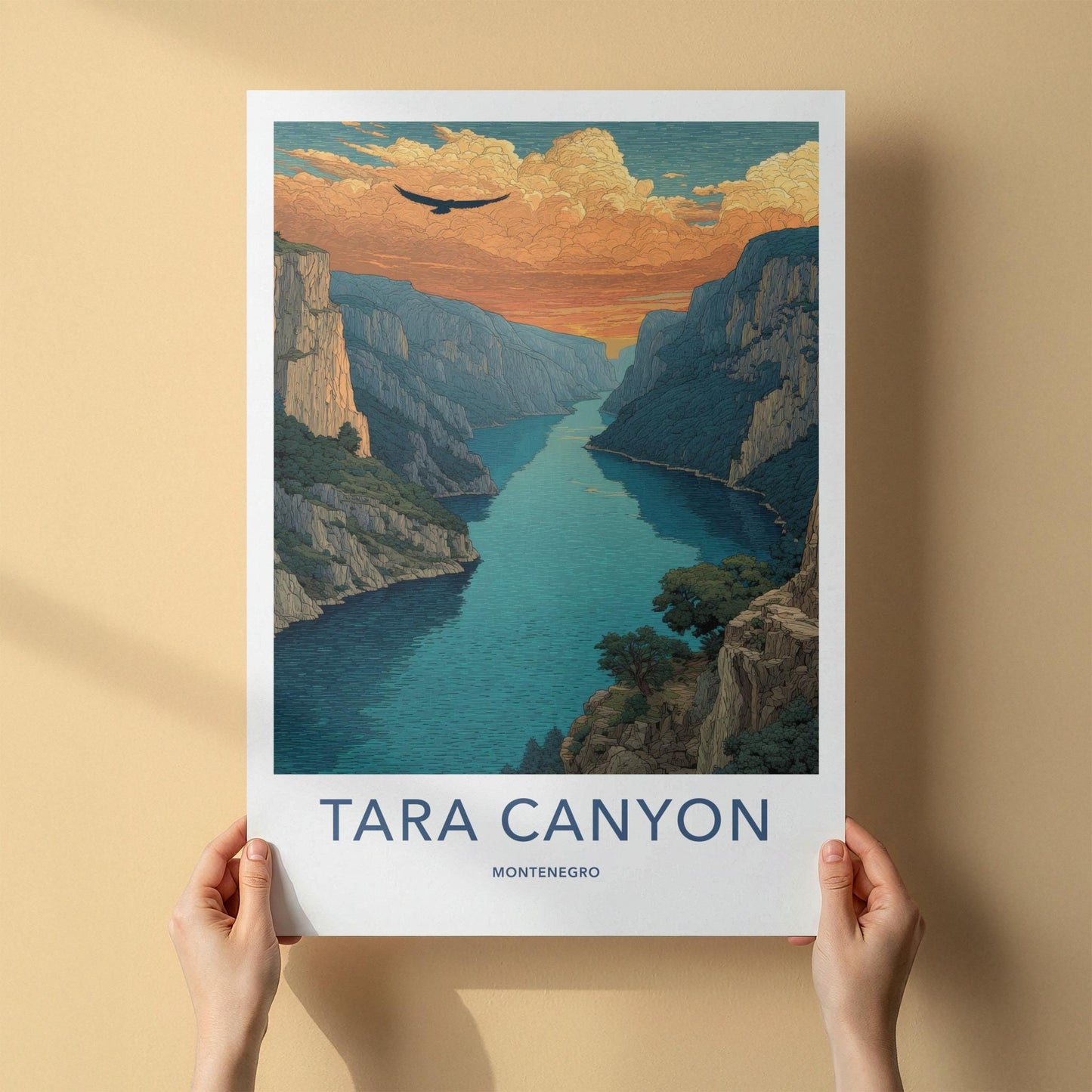Tara Canyon Poster - Montenegro Travel Art - Eagle Canyon Sunset Home Decor