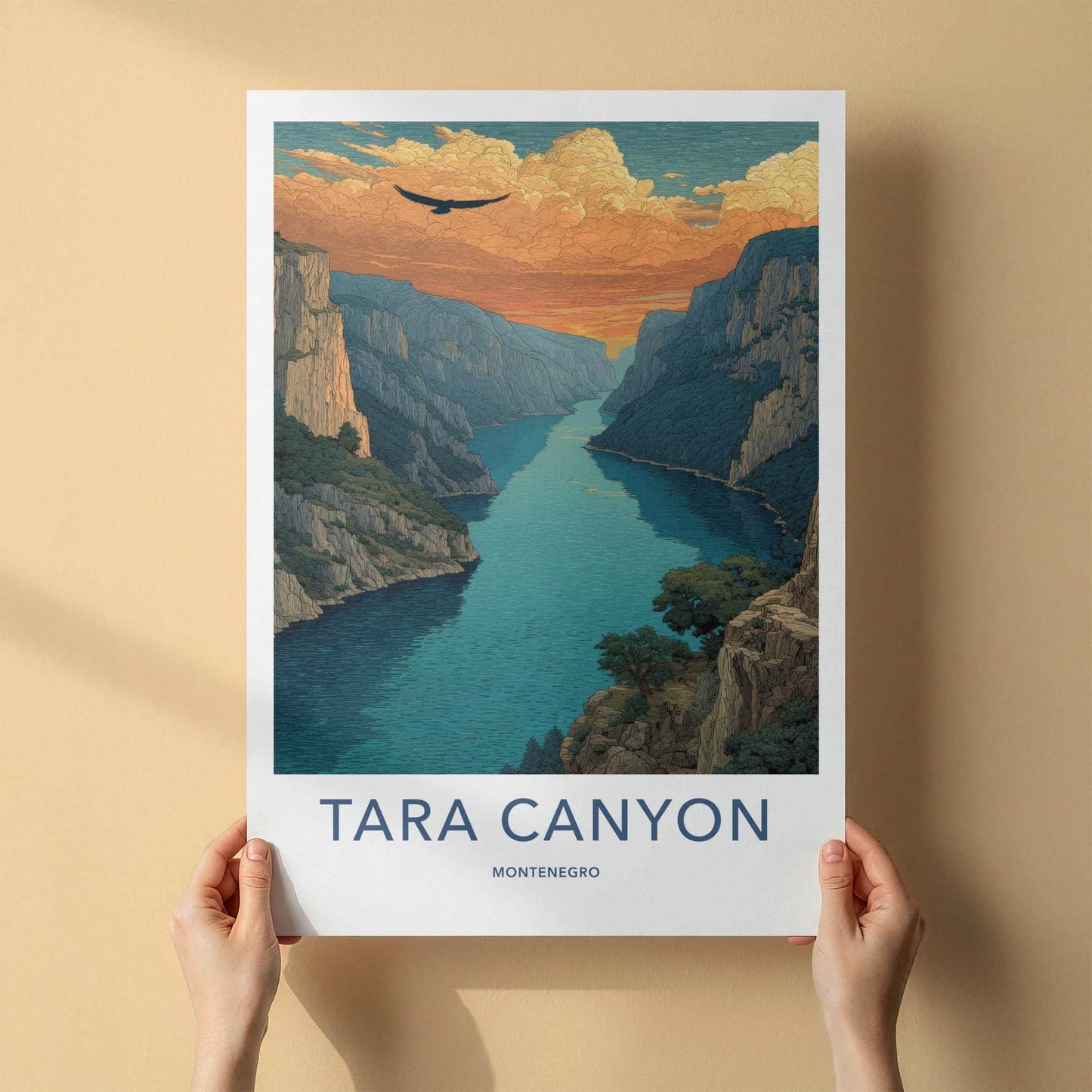 Tara Canyon Poster - Montenegro Travel Art - Eagle Canyon Sunset Home Decor