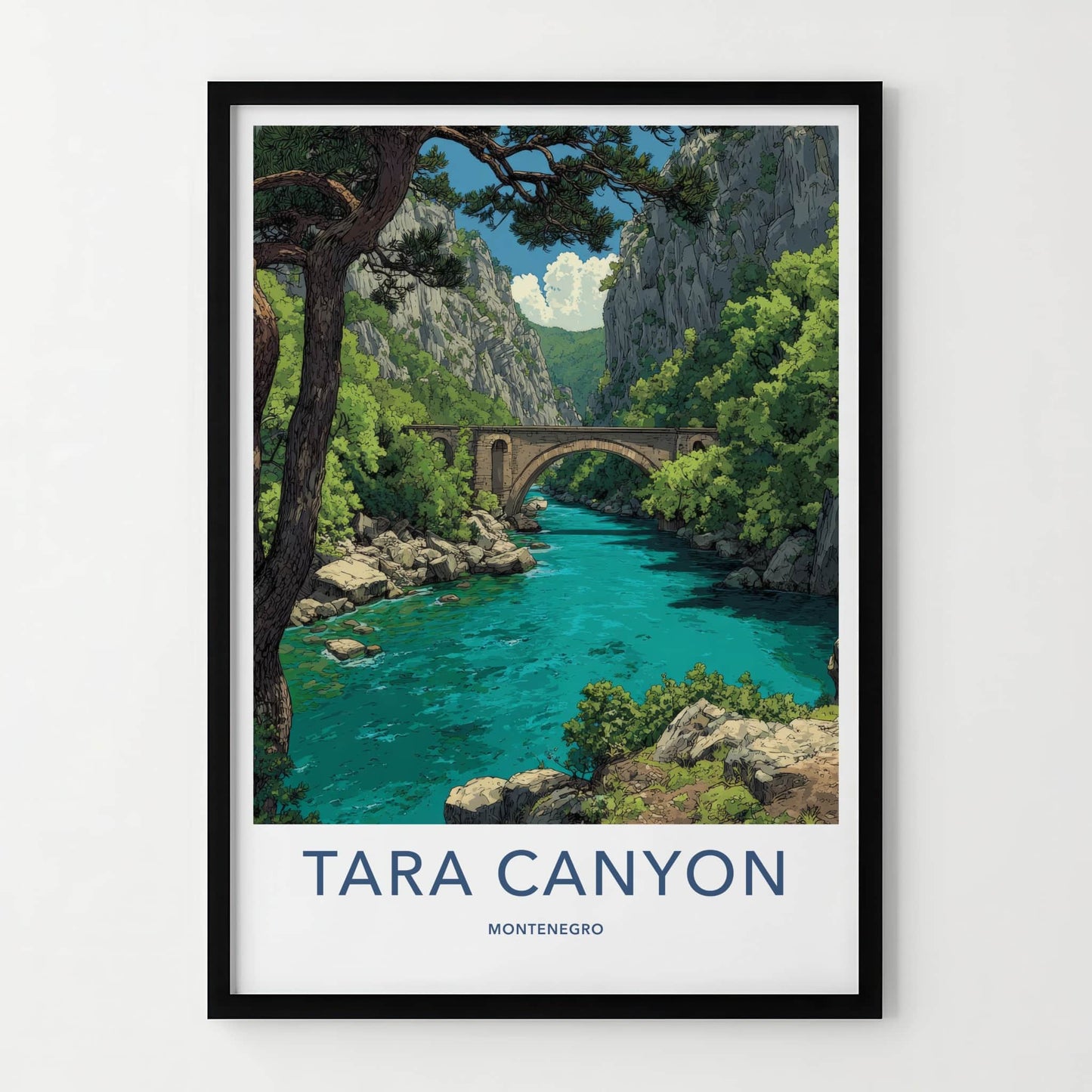 Tara Canyon Poster - Montenegro Travel Art - Stone Bridge River Home Decor