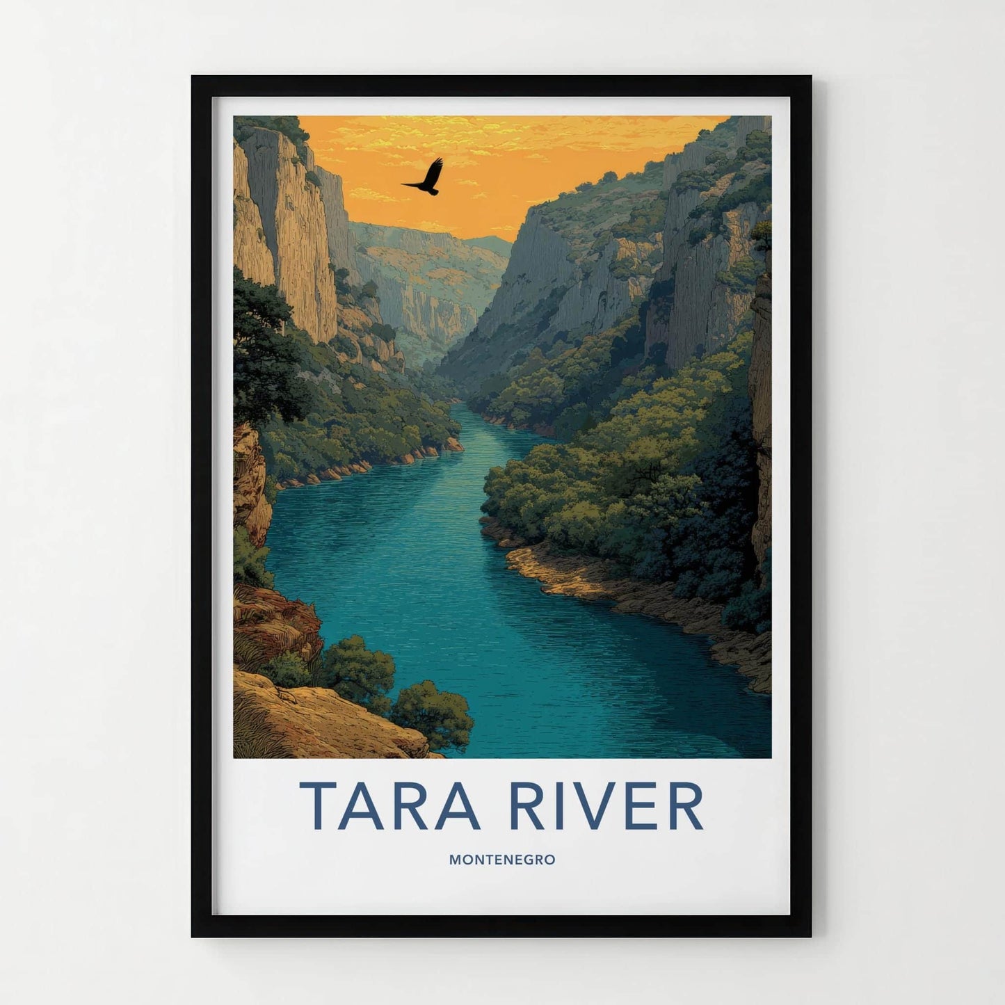 Tara River Poster - Montenegro Travel Art - Canyon River Eagle Home Decor