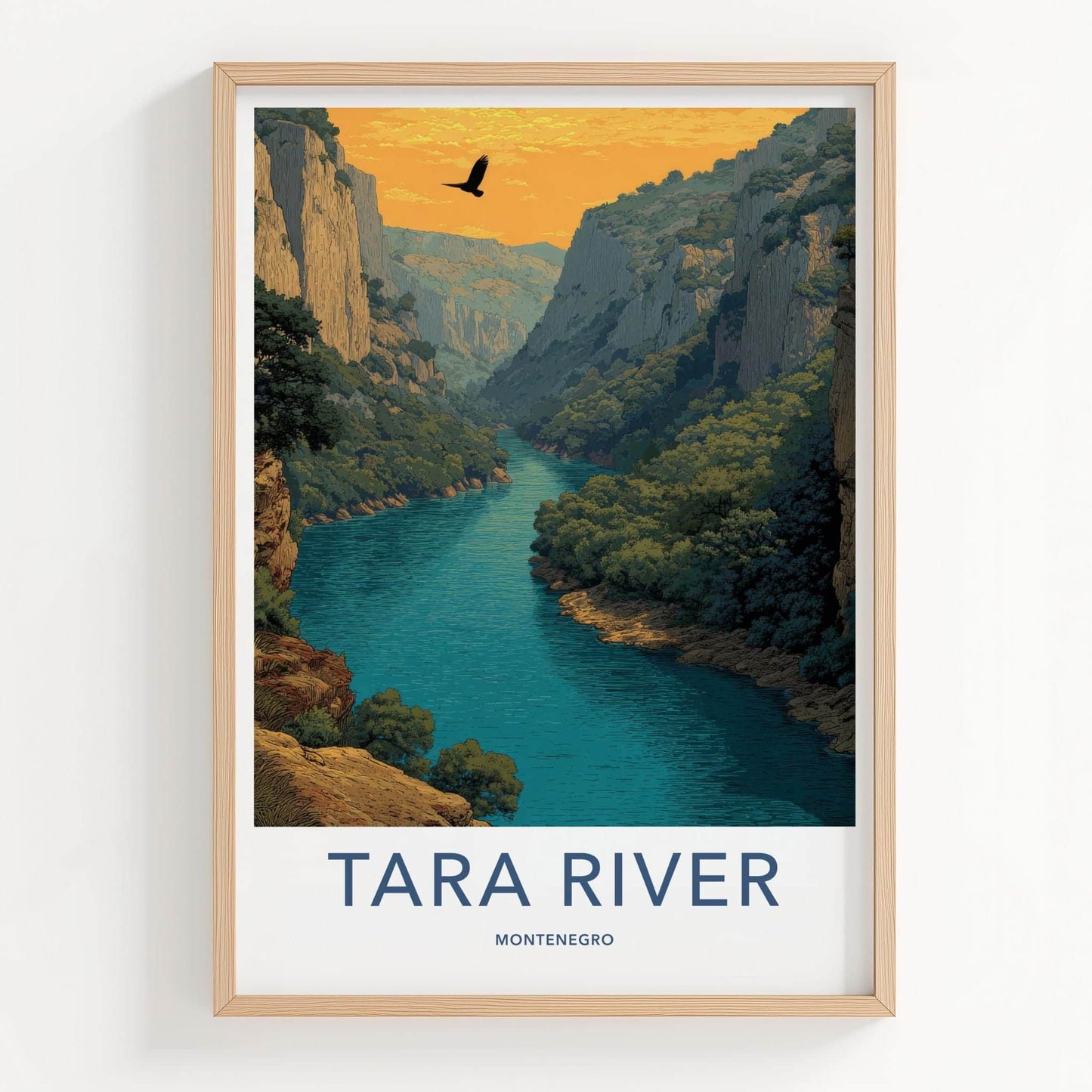 Tara River Poster - Montenegro Travel Art - Canyon River Eagle Home Decor