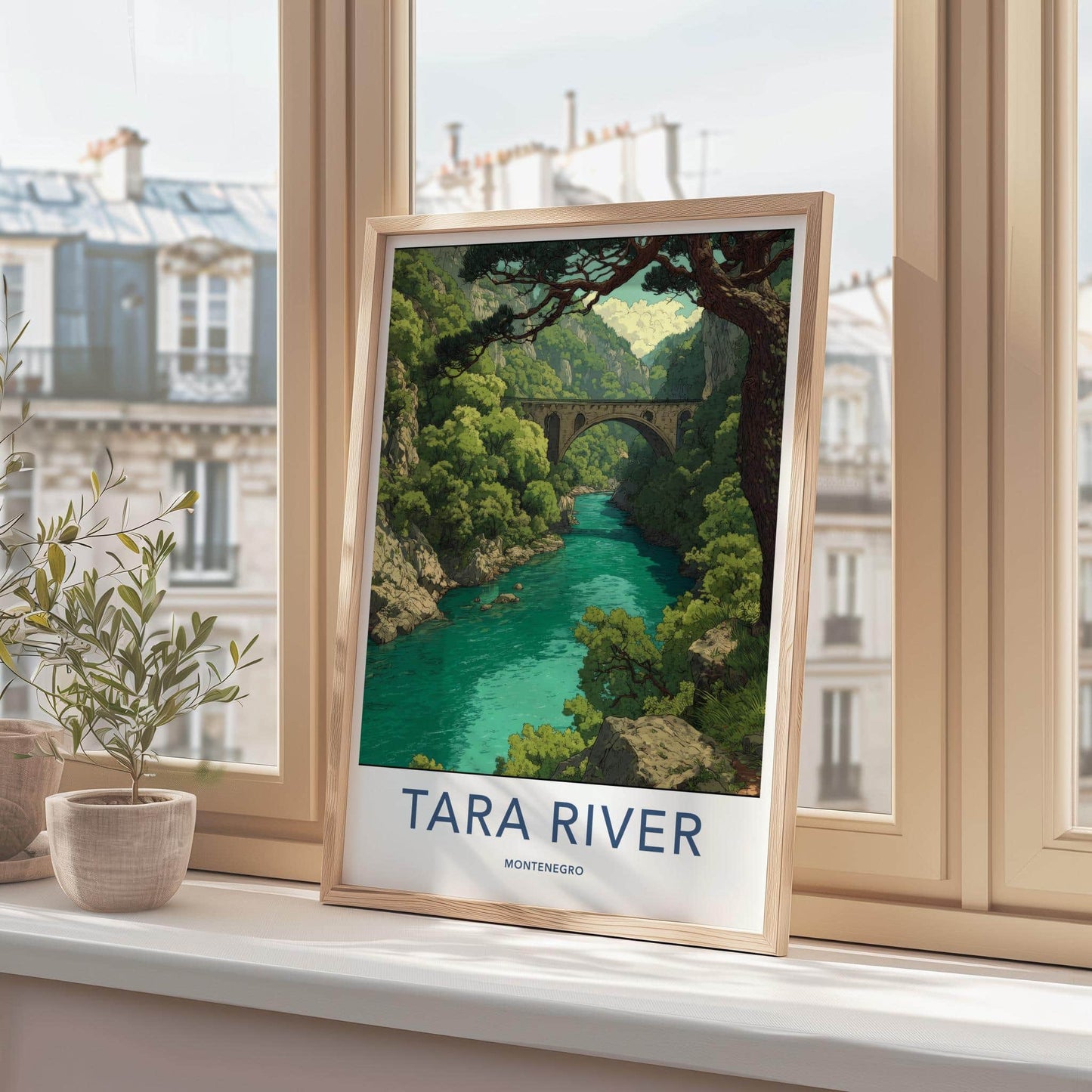 Tara River Poster - Montenegro Travel Art - Stone Arch Bridge Home Decor