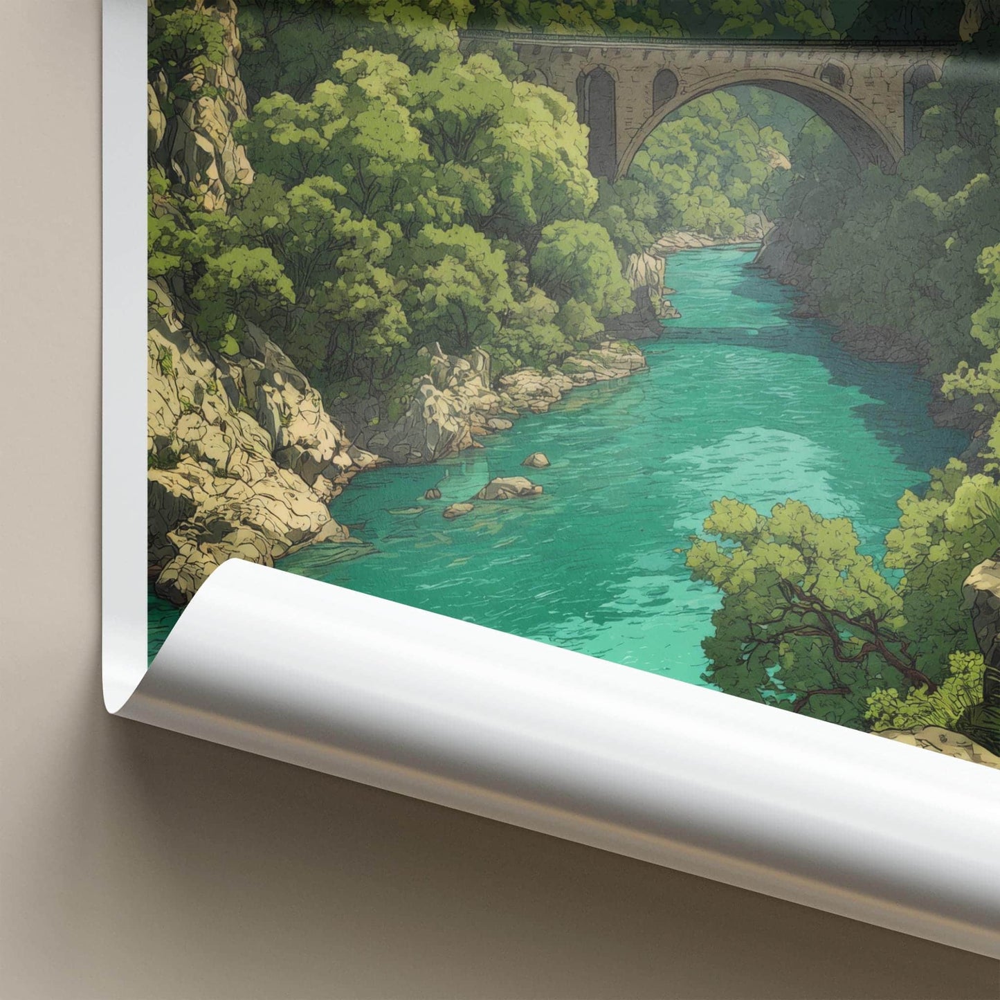 Tara River Poster - Montenegro Travel Art - Stone Arch Bridge Home Decor