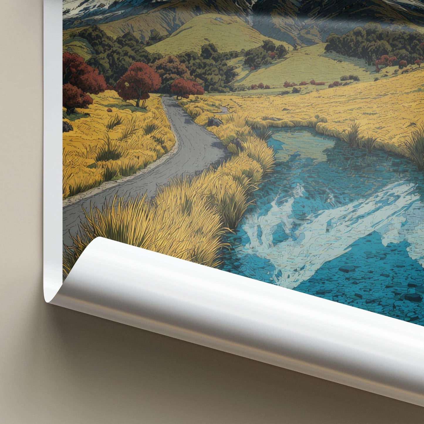 Taranaki Poster - New Zealand Travel Art - Snowy Peak Reflection Wall Decor