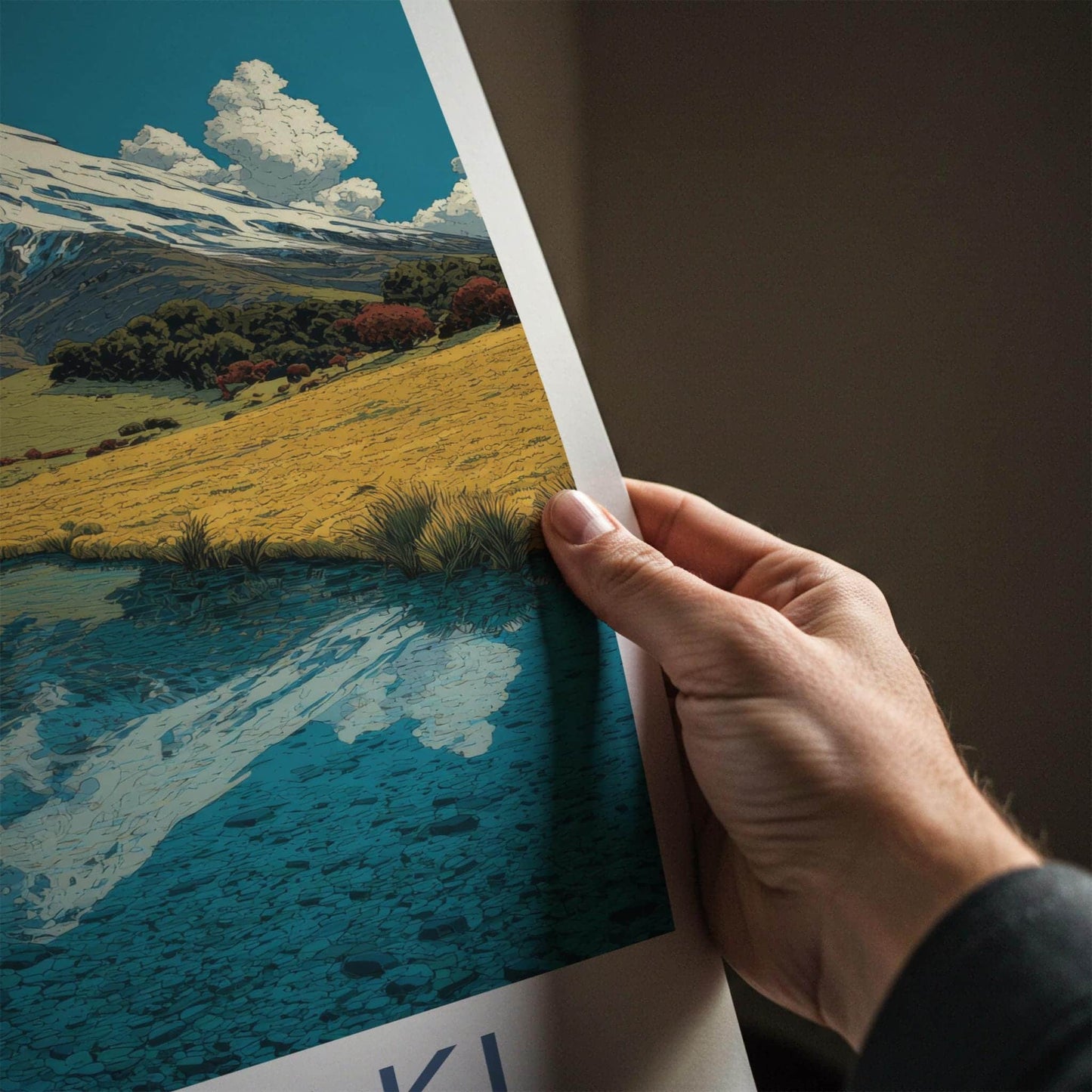 Taranaki Poster - New Zealand Travel Art - Snowy Peak Reflection Wall Decor