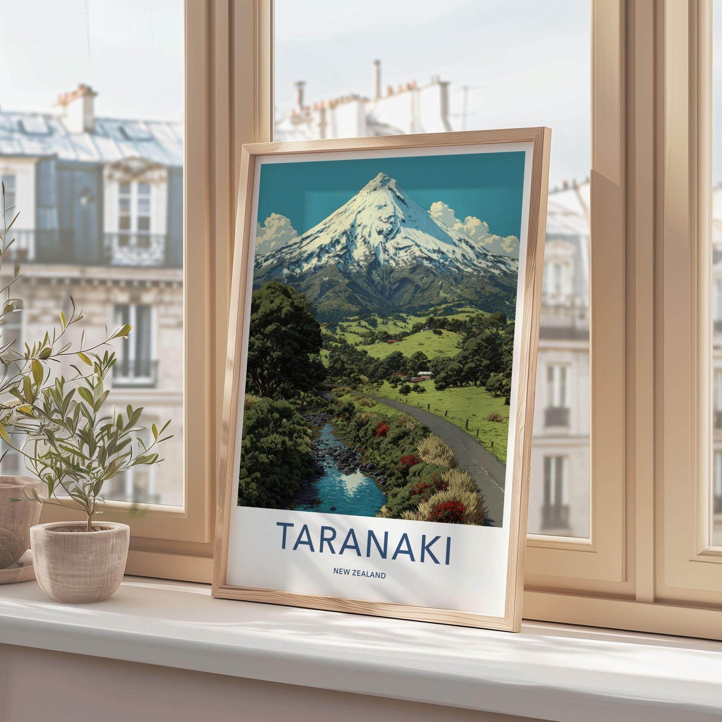 Taranaki Poster - New Zealand Wall Art - Snowy Mountain Landscape Gift