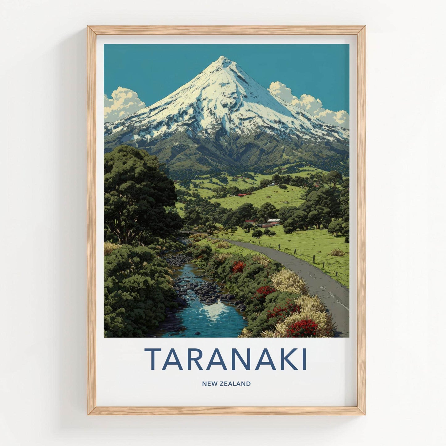 Taranaki Poster - New Zealand Wall Art - Snowy Mountain Landscape Gift