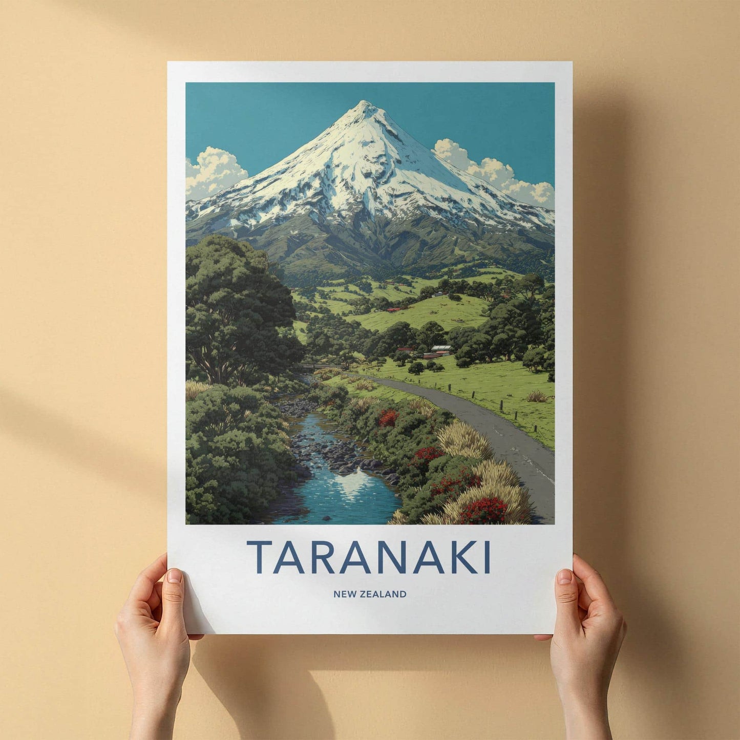 Taranaki Poster - New Zealand Wall Art - Snowy Mountain Landscape Gift