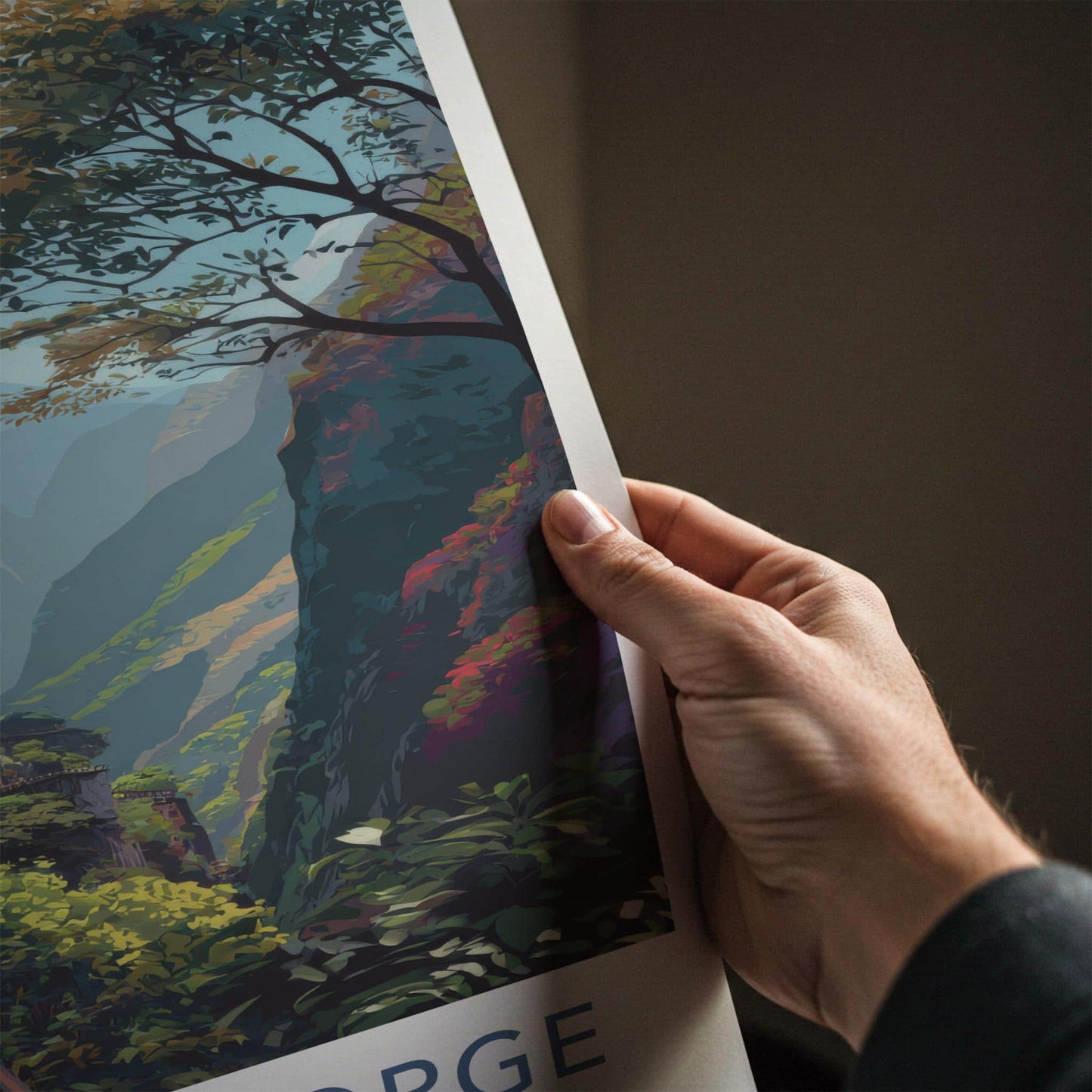 Taroko Gorge Poster - Taiwan Travel Art - Deep Valley Path Wall Decor