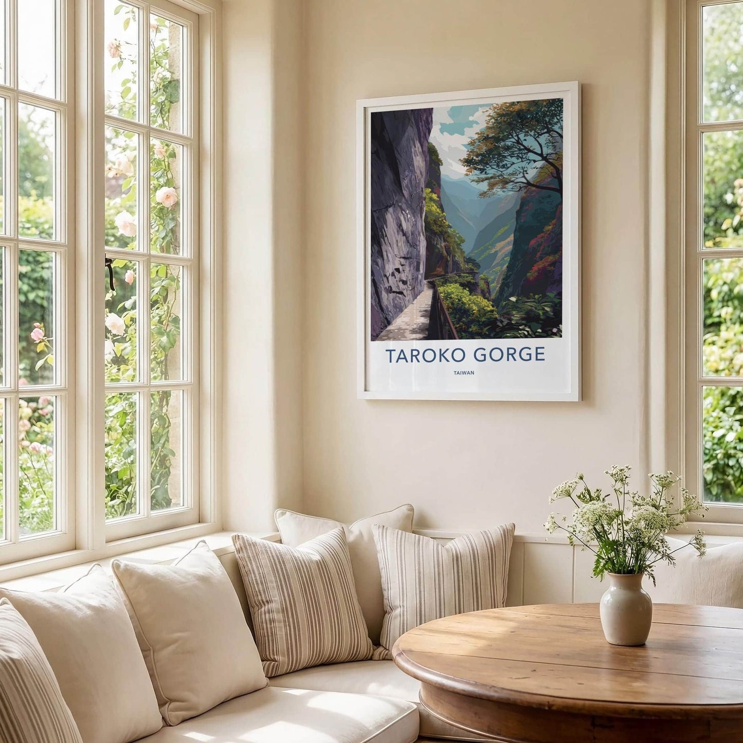 Taroko Gorge Poster - Taiwan Travel Art - Deep Valley Path Wall Decor