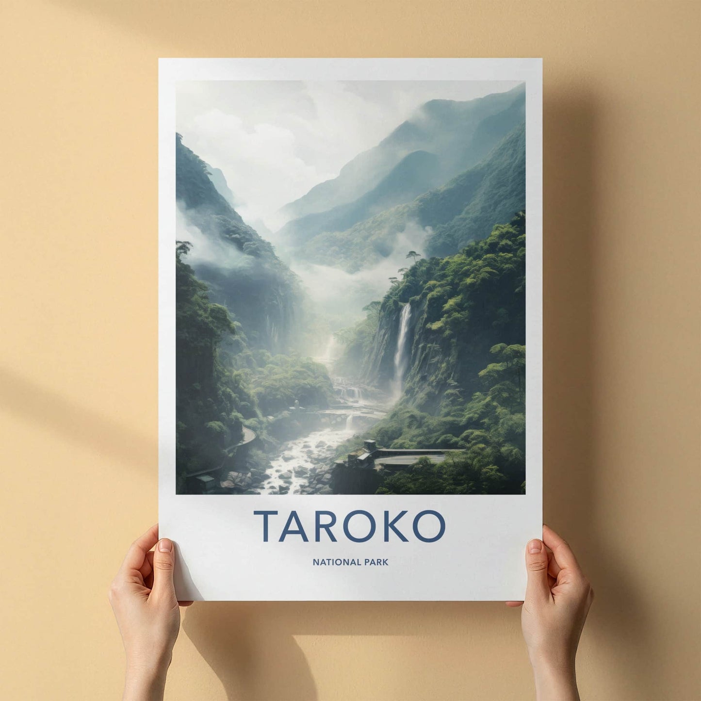 Taroko National Park Poster - Taiwan Fine Art - Misty Green Falls Gift