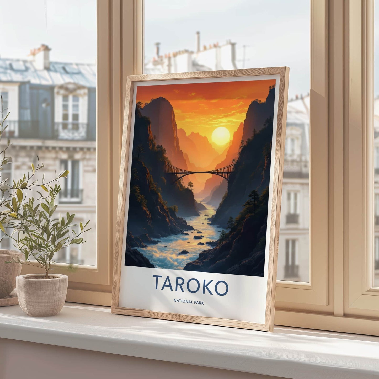 Taroko National Park Poster - Taiwan Travel Art - Canyon River Sunset Home Decor