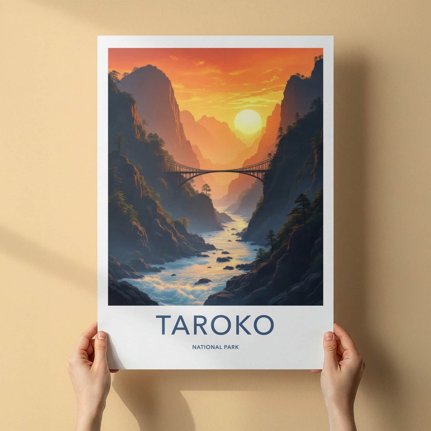 Taroko National Park Poster - Taiwan Travel Art - Canyon River Sunset Home Decor