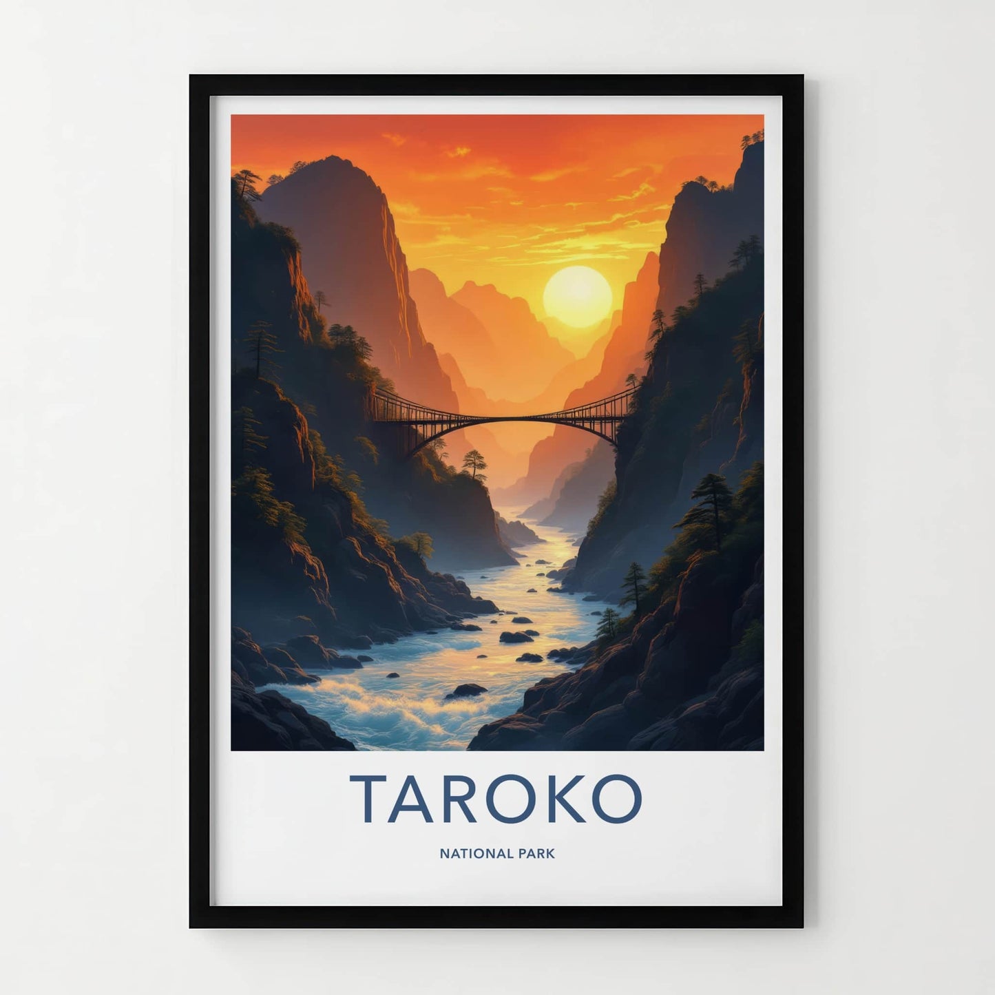 Taroko National Park Poster - Taiwan Travel Art - Canyon River Sunset Home Decor